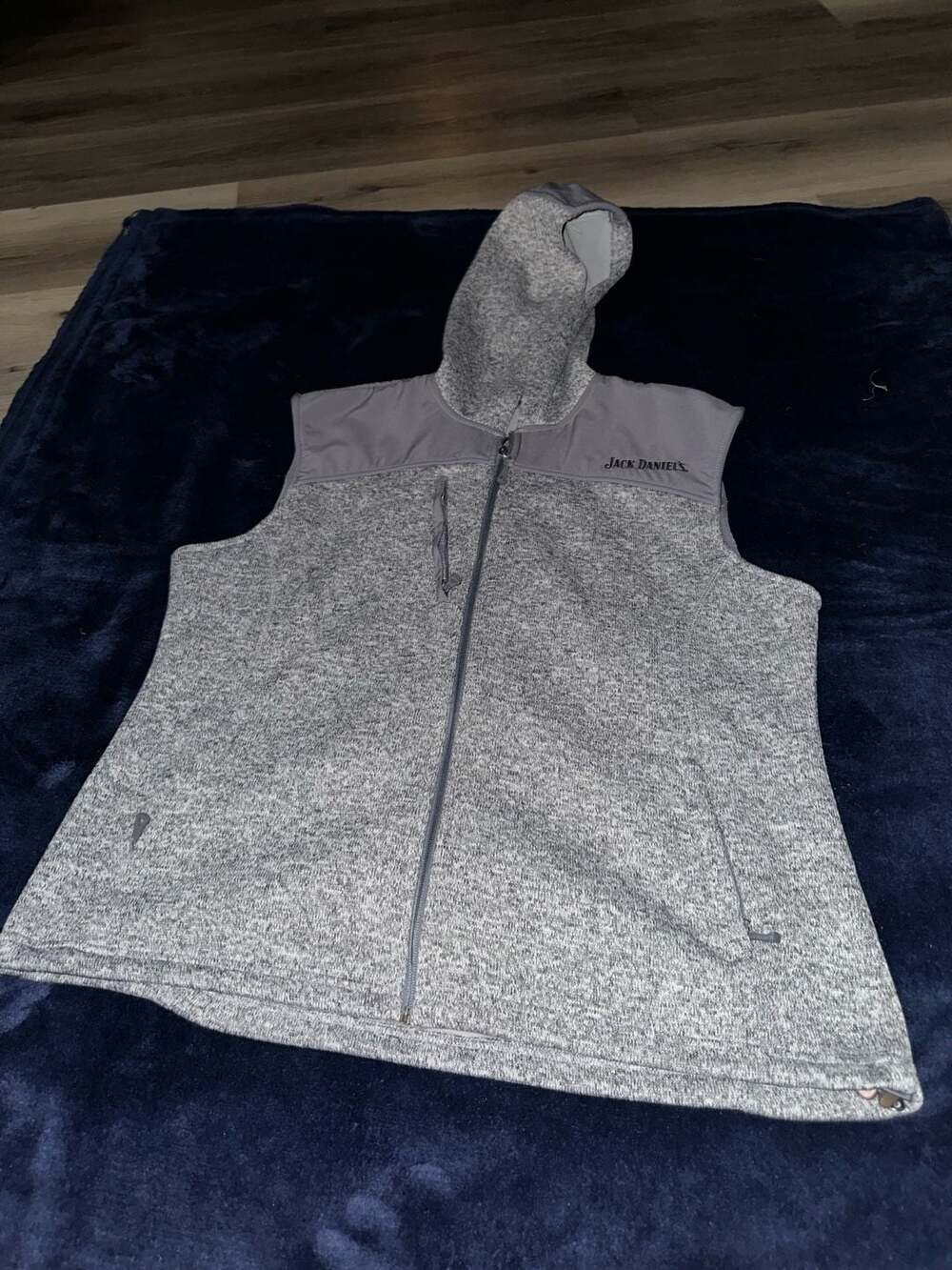 Jack Daniel's Fleece Hooded Vest Size 2XL Gray Heather Full Zip